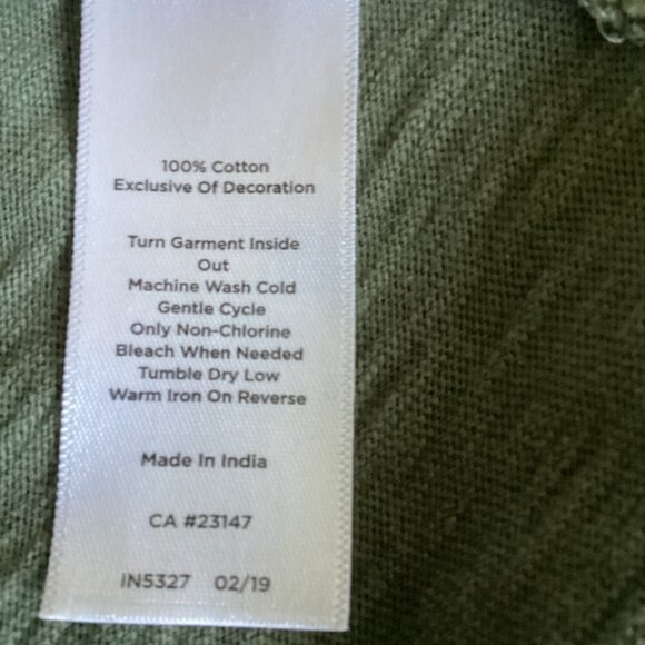 Talbots Short Sleeve Top Floral Embroidered Neck Cotton Green & White Sz S #91M - Picture 8 of 8